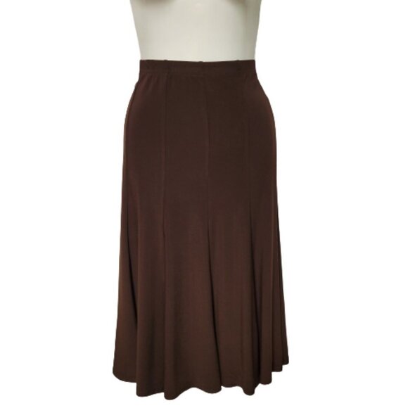 Elastic Waist Dark brown Flare Skirt Size M  NWOT - Picture 1 of 4